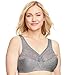 Glamorise Full Figure Plus Size MagicLift Moisture Control Bra Wirefree #1064 Gray Heather