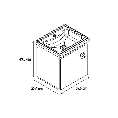 Conjunto Gabinete Armário Balcão em Mdp Suspenso com Pia Branca Resistente para Banheiros e Lavabos