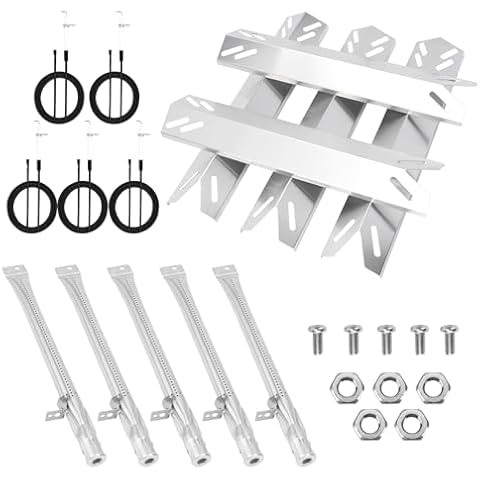 Grill Replacement Parts for Cuisinart 5 Burner GAS2456AS, GAS2556AS, GAS1456ASO, GAS1456BSO, GAS9456AS/ASO, GAS9556AS/ASO, GAS2420AS,Grill Burner, Heat Plate, Igniter, Stainless Steel Cover