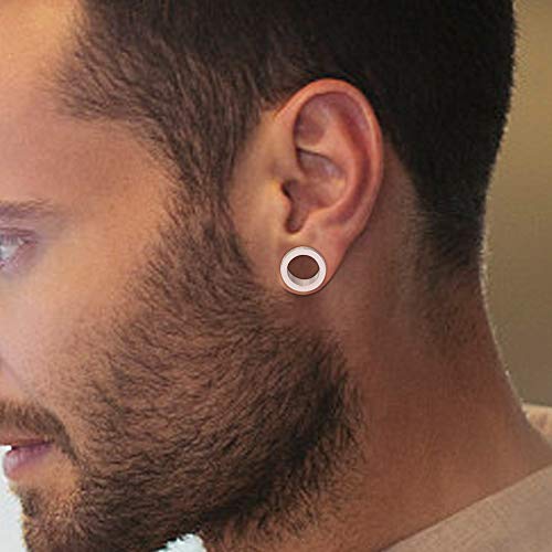 Oyaface 6 Pcs Stainless Steel Ear Tunnels Gauges Double Flare Screwed Earrings Expander Stretchers Piercing Body Jewelry, Black/Silver/Gold, 10Mm #TOP3