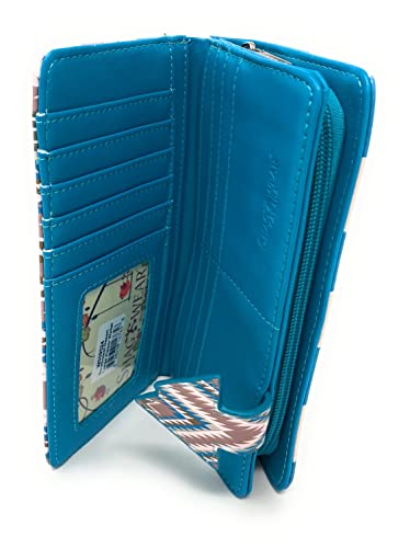Shag Wear Southwest Desert Sunset Large Wallet for Women and Teen Girls Faux Vegan Leather 7" Teal3