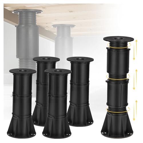 IBURTEN 4 PCS Adjustable Height Bed Support Legs 6-15.5 inch, Bed Frame Center Support Legs for Bed Frame/Bed Center Slat/Furniture/Mattress, Heavy Duty Bed Replacement Legs Bed Slats Support Leg