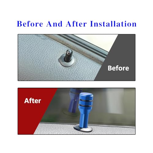 UGSHY 4 PCS Car Door Modification Lift Bolt, 0.4In x 1.9In Metal Vehicle Door Lock Knob Status Button Cover, Universal Automotive Lock Knob Pull Pin Replacement Accessories for Truck SUV (Blue)