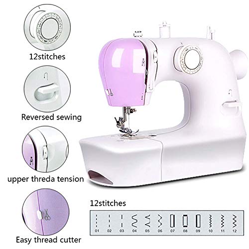 Sewing Machine for Beginners,Mini Portable Simple Electric Overlock Sewing Machine with 12 Built-in