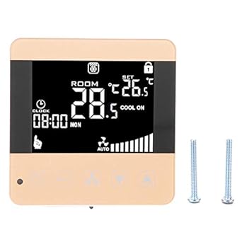 Digital Thermostat, Temperature, Heating or Cooling, Wind Speed, Clock Display LCD Display 4-Speed NTC Sensor Thermostat, for Office Home(Common Door Lock)
