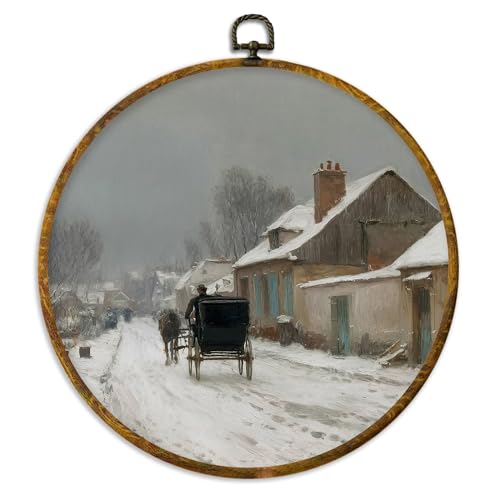 XPH Décor mural village hiver cadre rustique 10x10 po