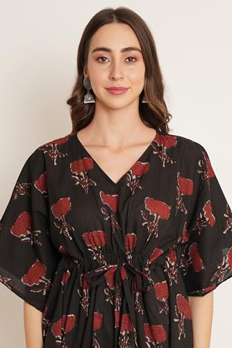Image of COTLAND Fashions Jaipuri Cotton Kimono Sleeves Printed Longline Kaftan Top for Women