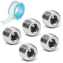 1/2" NPT Male Plug, 304 Stainless Steel Internal Hex Thread Pipe Plug, Hex Countersunk Head Plug Socket Pipe Fitting Kit Pack of 5
