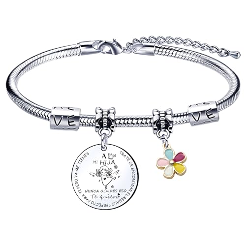 LKJHGF Regalo de Hija Pulsera de la Hija Pulsera Para Mujer Pulseras Con Colgante Grabado Para Regalos De Cumpleaños Regalo Navidad de la Hija