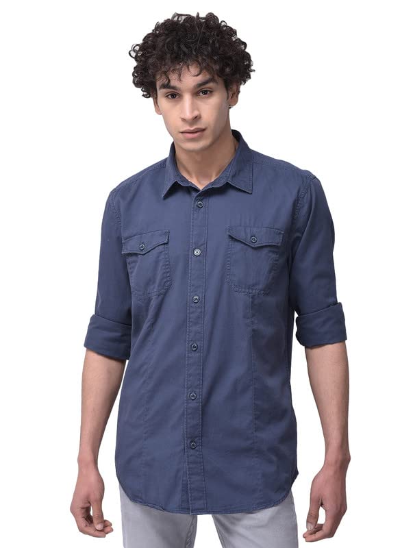 Image of Woodland Mens Cotton Printed Casual Regular Fit Full Sleeves Shirt