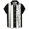 Men’s Vintage Bowling Shirt 1950s Retro Rockabilly Style Short Sleeve Button Down Music Hawaiian Shirts