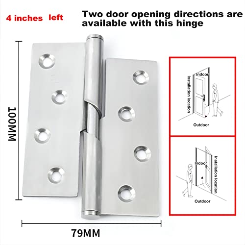 Superbobi 2Pcs Stainless Steel 4" Rising Butt Right Handed Lift Off Door Hinge #TOP5
