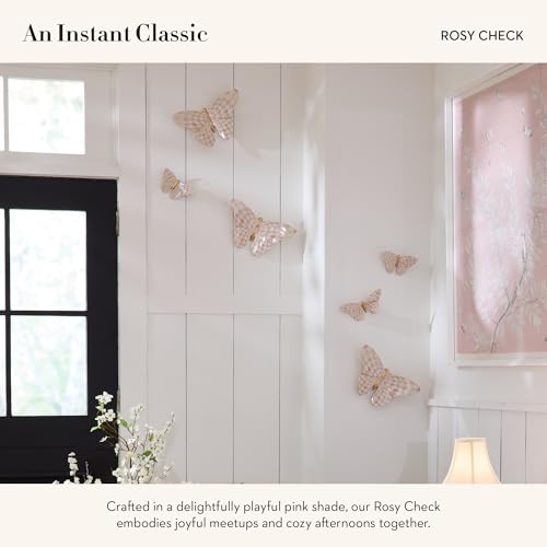 Image of MACKENZIE-CHILDS Butterfly Wall Decor Set, Pink-and-White Rosy Check