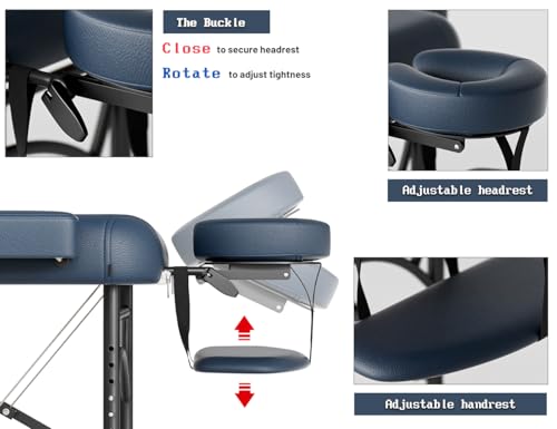 Image of 2 Fold Professional Massage Table Portable Hold Up to 1100LBS Blue