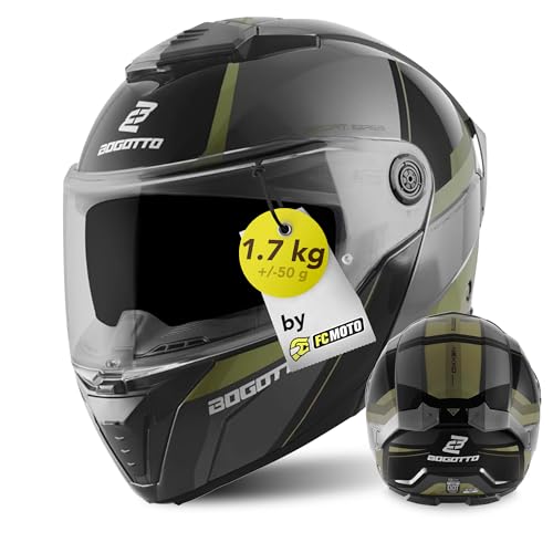 Bogotto Ezion Klapphelm, schwarz matt/grün, XL