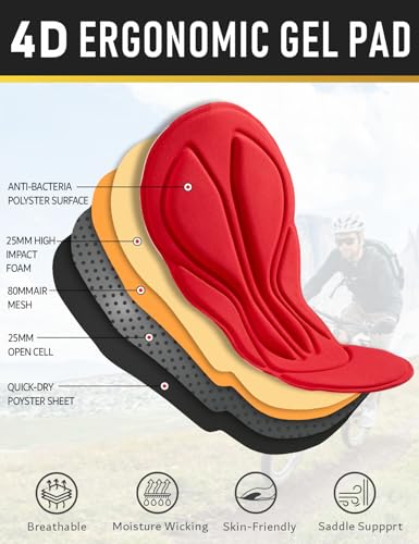 Przewalski Calça legging masculina acolchoada 4D para ciclismo