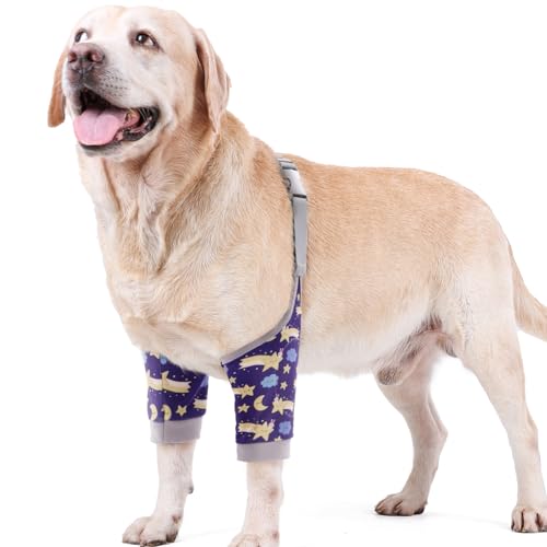 Image of ROZKITCH Dog Surgery Leg Sleeve for Front Legs, Pet Prevent Licking Wound Elbow Knee Protector, Dog Leg Sleeve to Stop Licking Cone Collar Alternative for Sprain ACL CCL Arthritis Blue 3XL