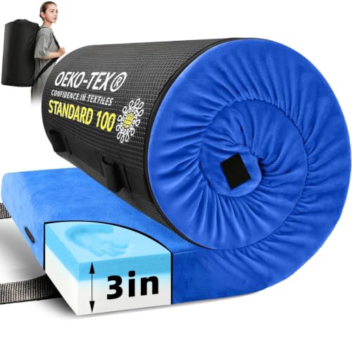 Memory Foam Camping Mattress Pad with Waterproof Bottom