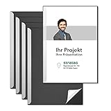 STRATAG Klemmschienen-Set (6 Stück) mit transparentem Deckel aus PP Kunststoff sowie Binderücken aus robustem 290 g/m² Karton Lederstruktur (Klemmmappe A4 Schwarz)