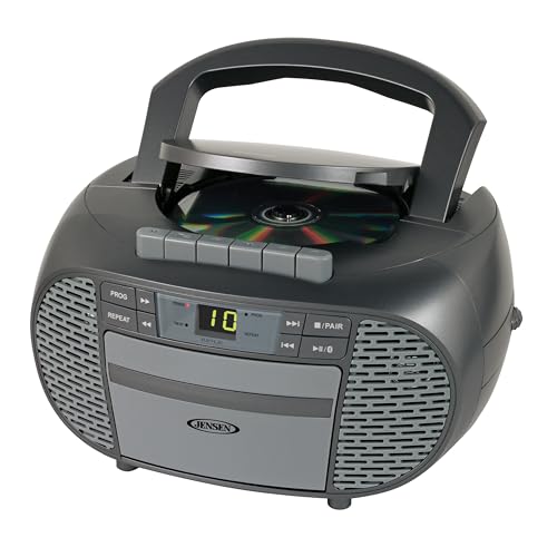 image for JENSEN CD-550BT-GR Portable Stereo Bluetooth CD Cassette Recorder with