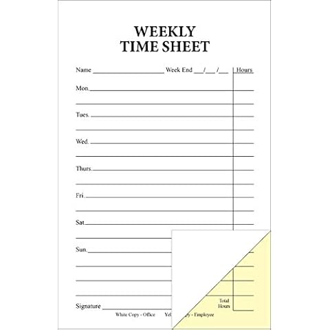 Weekly Time Sheets on 2 Part Carbonless Paper Cover
