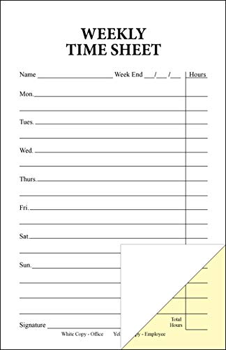 Weekly Time Sheets on 2 Part Carbonless Paper