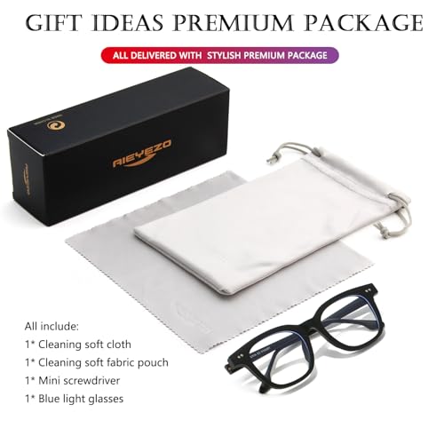 Image of AIEYEZO Fashion Blue Light Glasses for Women Men Retro Anti-Blue Light Eyeglasses TR90 Square Frame Computer Glasses