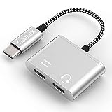 Cubilux USB C to Dual USB C Splitter for Audio/Charging/Data Syncing, Double Type C Headphone Charger Compatible with iPhone 15 pro iPad 10 iPad Pro/Air 5 4/Mini 6