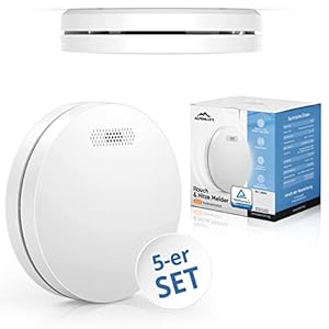 ALPENLUFT Rauchmelder Funk Vernetzt 10 Jahre Batterie, Rauchwarnmelder & Hitzemelder 2in1, Feuermelder, Brandmelder, Funkrauchmelder Vernetzbar | Ohne Bohren, Kein LED Blinken