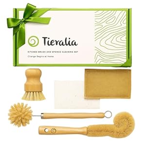 Tieralia Bamboo Dish Brush Gift Set...