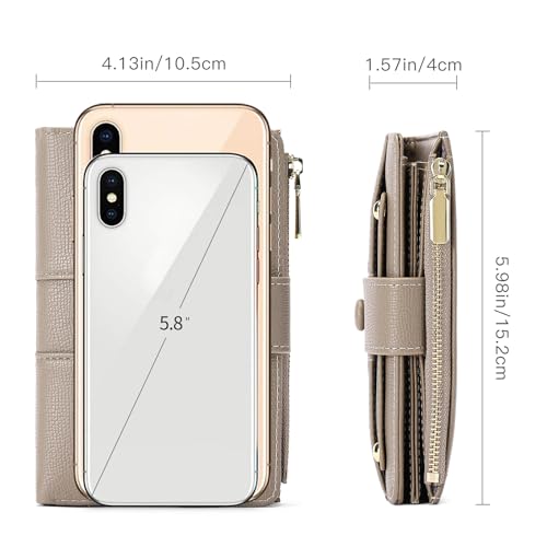 GAEKEAO Wallet for Women Leather RFID Blocking Credit Card Holder Bifold Clutch Wallets for Women Zipper Coin with Removable ID Window4