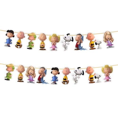 Charlie Broown Garland Decoration Cartoon Style Party Banner for Birthday and Celebration Events Colorful Hanging Garland with Classic Design for Wall Table and Party Decor