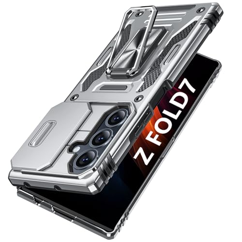 JSTNMEBO Galaxy Z Fold7 �p�P�[�X �����O�t�� �ϏՌ� �����Y�ی� TPU+PC ��d�\�� �o���p�[ �ԍڃz���_�[�Ή� 360°��] �X�^���h�@�\ �X�}�z�J�o�[ �M�����N�V�[�[�b�g �t�H�[���h7 �p�P�[�X ��̌^ �g�уJ�o�[ �O���[ 