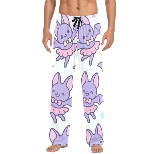 Halloween Bat Ballet Men's Pajama Bottoms Plaid Pajamas Pants for Men Soft Long Lounge Woven Pj Sleep Pant with Pockets2