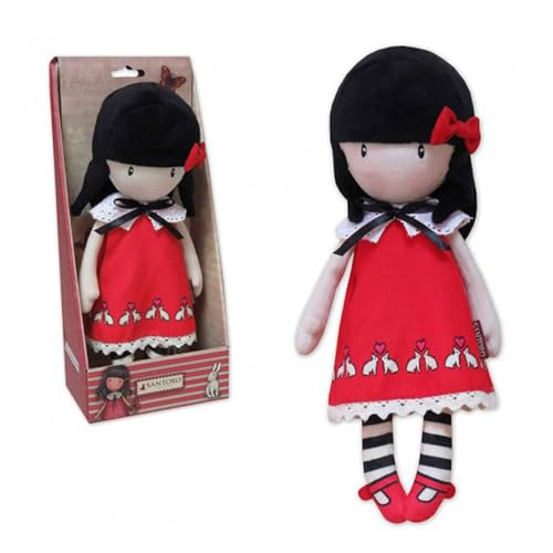 Gorjuss Muñeca de Trapo Original 30 cm – Muñeca de Tela Coleccionable Santoro London – Regalo Infantil, Decoración y Colección (Rojo)