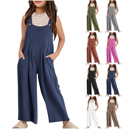 Latzhose Mädchen Weit Bein Jumpsuit Kinder Ärmellos Coole Overall...