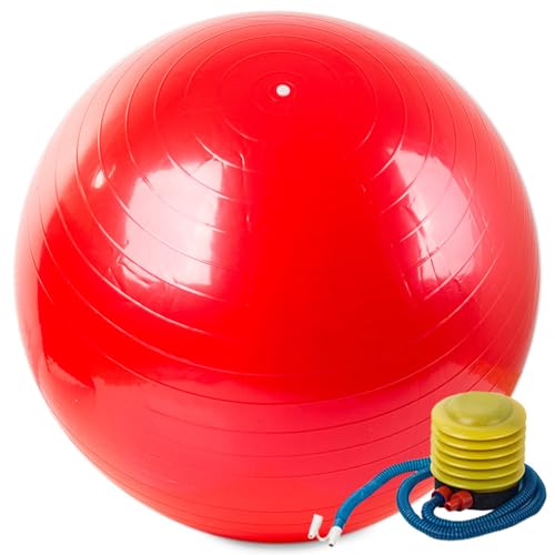 GADIRIA Pelota de Pilates de 65 cm + Bomba de Inflado - Pilates Ball, Pelota Yoga, Fitness - Accesorio Fundamental de Ejercicio para Gym en Casa (Rojo)