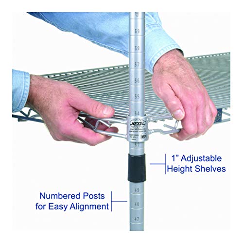 Nexel Poly-Z-Brite Adjustable Wire Shelving Unit, 4 Tier, Heavy Duty Organizer Rack Multi-Purpose Storage Shelf, 14" x 30" x 74" by Nexel - Image 2