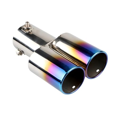 tpnidaii 車外用品 ストレート式 マフラーカッター 2本出し 排気管 エキゾーストチップ マフラー パイプ テールパイプ径38-53mm適応 口径2.5インチ 外装 パーツ ドレスアップ カスタム ステンレス製 (ブルー)