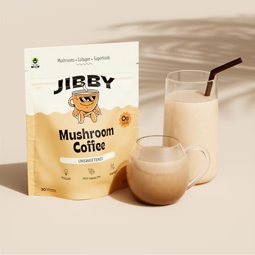 Jibby Mushroom Coffee - Organic Instant Coffee Powder with Collagen, MCT Oil, Superfood Mushrooms - Detox Mushroom Coffee Powder for Energy, Focus, Digestion, and Gut Health - 10 Servings - Image 6
