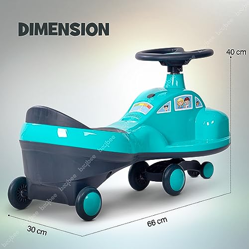 Image of Baybee Flare Baby Swing Cars for Kids | Twister Push Ride on Toy Cars with RGB Lights, Music & PP Wheels | Magic Car for Kid with 360 Rotation, Baby car for Kids 3 to 8 Years Boy Girl (Dark Green)