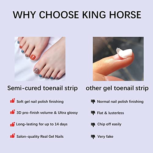 Semi Cured Gel Pedi Strips Glossy Gel Toenail Stickers Semi-Cured Gel Pedicure Strips Long Lasting Gel Pedicure Nail Wraps Sticker Salon Nails At Home Requires Uv Light Pedicure Kit #TOP6