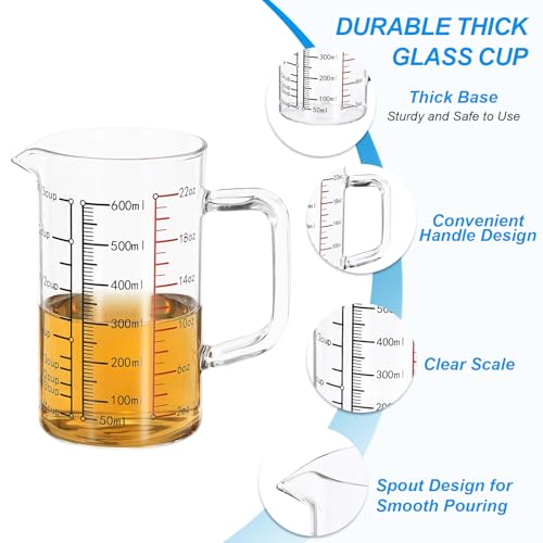 Vaso medidor de vidrio con asa 600 ml transparente miniatura 3