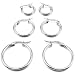 INBLUE Women's 15mm 20mm 25mm Stainless Steel Hoop huggie Earrings Silver Tone ( 3 Pairs )