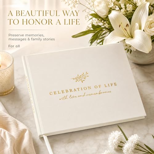 Image of ZICOTO Beautiful Funeral Guest Book for The Celebration of Life - The Perfect Hard Cover in Loving Memory Book with Ample Space to Sign in for Guests - Premium Craftsmanship for Honoring Loved Ones