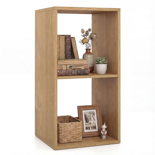 Image of COSTWAY 2/3/4 Cube Bookshelf, Modern Vertical Bookcase with Anti-tipping Kits, Freestanding Open Storage Organizer for Living Room, Bedroom, Study (35 x 33 x 69 cm, Natural)