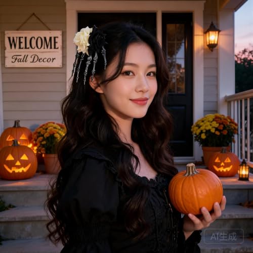 6 Inch Gothic Bone Hand Hair Pin Halloween Hair Clip for Party Cosplay，A - image 3