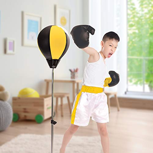 Protocol Punching Bag With Stand - For Adults & Kids - Punching Bag With Stand Plus Boxing Gloves - Adjustable Height Stand - Great For Exercise And Fitness Fun For The Entire Family, Yellow #TOP2