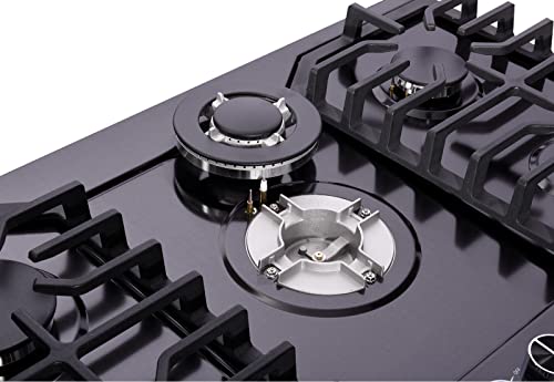30 Inch Gas Cooktop Dt5711Bn Stainless Steel 5 Burner Gas Stove Top Lpg/Ng Convertible Gas Stovetop Thermocouple Protection Gas Cooktop #TOP2