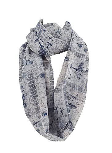 Etwoa Airplane Themed Infinity Scarf - Blue Print Circle Scarf3